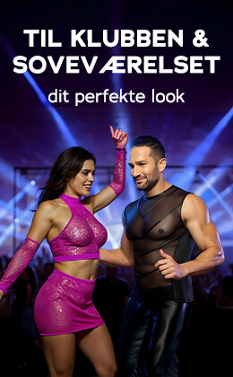 Baggrunden for reklamen er en klub, hvor der festes. Det er mørkt, man kan se omrids af mennesker og projektørlys. I forgrunden står en kvinde og en mand, der danser over for hinanden. Kvinden bærer en lyserød top med matchende miniskirt og netarmvarmere. Manden bærer en stram, sort T-shirt i elegant matglans med powernet-indsats og et par mørke, lange bukser. Med store hvide bogstaver står der "Til klubben og soveværelset – dit perfekte look". Under teksten er der en rød knap med påskriften "Den vil jeg ha‘".