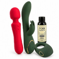 Hovedbillede af Julesæt med rabbitvibrator, penisring, massagestav & massageolie