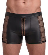 Pants i wetlook med mesh-indsatser