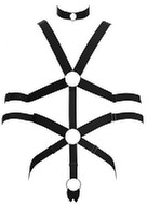 Harness med cockring og armmanchetter