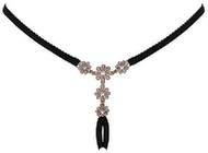 Bundløs G-streng med rhinsten-blomster