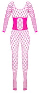 Åben catsuit fremstillet af pinkfarvet mesh
