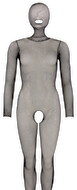 Bundløs catsuit med påsyet hovedmaske
