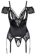 Bustier med strømpeholdere inkluderer en åben g-string