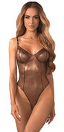 Skridtløs body "Soranna" i bronzefarvet semi-transparens