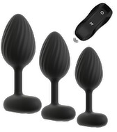 3-delt analplug-sæt med vibration