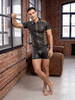 Pants i wetlook med mesh-indsatser