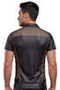 Shirt i wetlook med mesh-indsatser