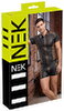 Shirt i wetlook med mesh-indsatser