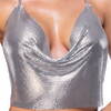 Metallic top med vandfaldsudskæring