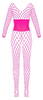 Åben catsuit fremstillet af pinkfarvet mesh