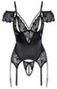 Bustier med strømpeholdere inkluderer en åben g-string