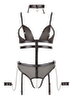 Body ouvert, wetlook og powernet i harness look inkl. halsbånd