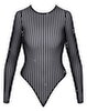 Body i et blændende sølvfarvet lurex-stribe-look