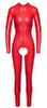Skridtløs jumpsuit i rød powerwetlook