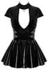Lak-minikjole med stor udskæring ved brystet