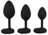 3-delt analplug-sæt med vibration