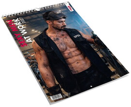 Hovedbillede af Pin-up-kalender "Sexy Men at Work 2027" i farver og i stort format