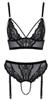 Hovedbillede af Bralette plus ouvert trusser i et fint miks af blonder og powernet
