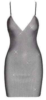 Hovedbillede af Net-minikjole med rhinestone-besætning over det hele