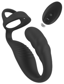 Hovedbillede af Prostata-vibrator med perineum-vibrator og penis/testikel-ring