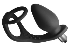 Analvibrator med penis-/testikelring "RO-ZEN-Black"