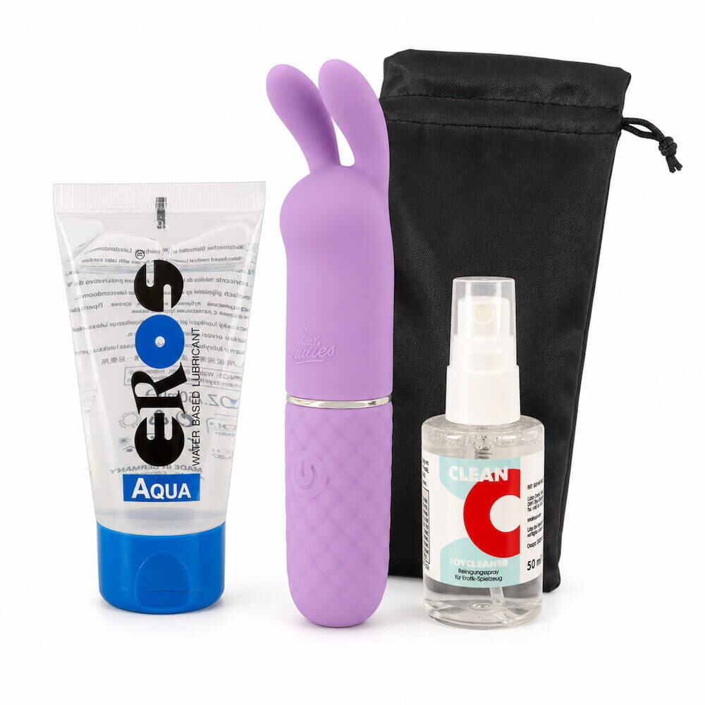 First Vibrations – startersæt med klitorisvibrator, glidegel, toyrens og toybag