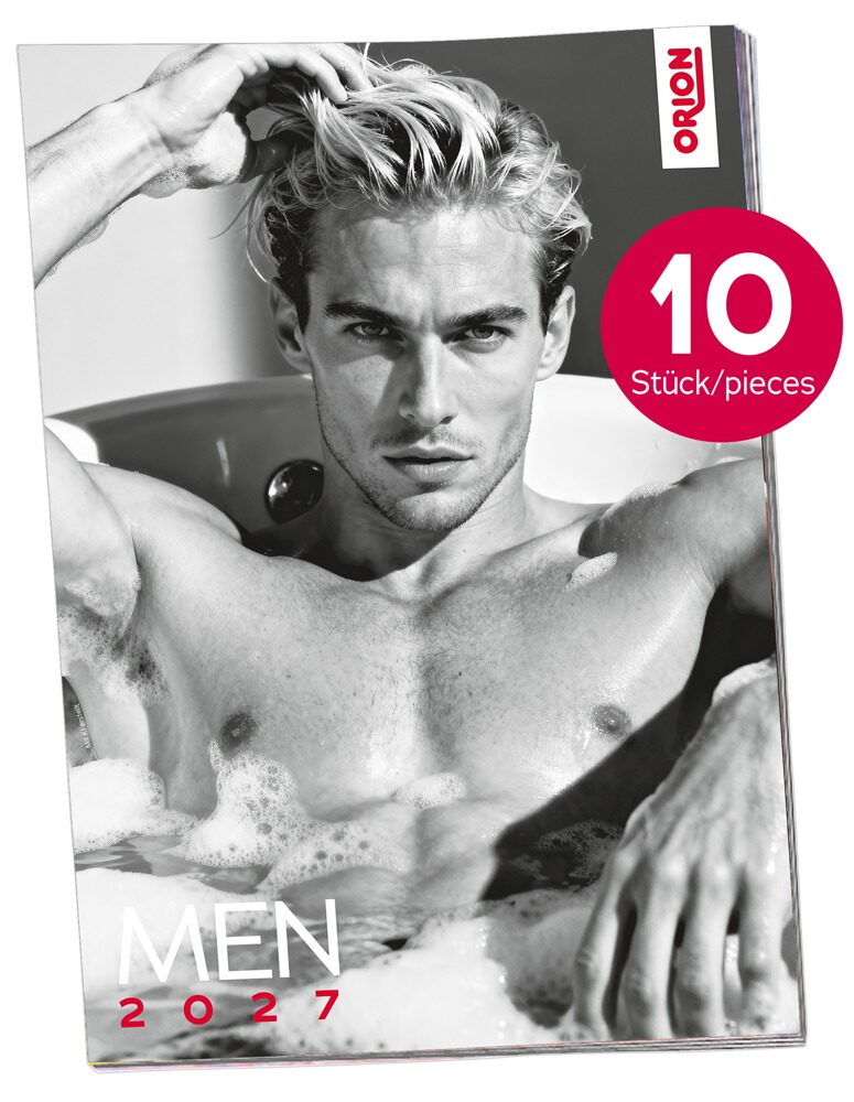 Pin-up kalender "Mænd 2027" i en pakke med 10 stk.