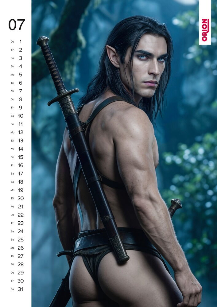 Pin-up-kalender "Wild Fantasy Men 2027" i farver og i stort format