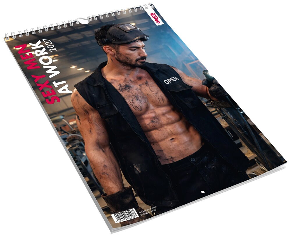 Pin-up-kalender "Sexy Men at Work 2027" i farver og i stort format