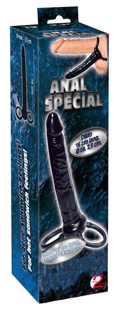 Analdildo med penis- og testikelring