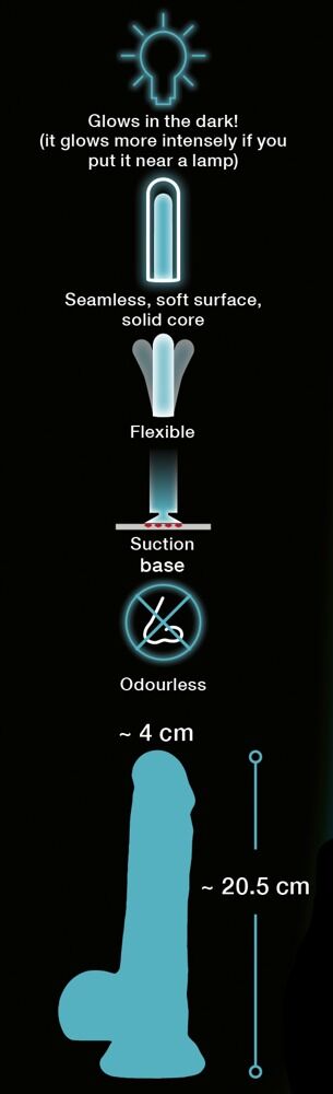 Naturdildo Glow in the Dark med sugekop