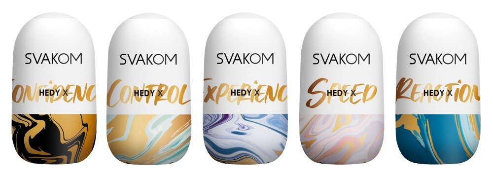 Sæt med 5 "Hedy X - Mixed" masturbatorer, 5 forskellige stimuleringsstrukturer