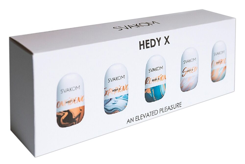 Sæt med 5 "Hedy X - Mixed" masturbatorer, 5 forskellige stimuleringsstrukturer