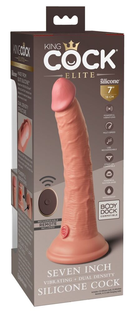 7“ Vibrating + Dual Density Silicone Cock with Remote