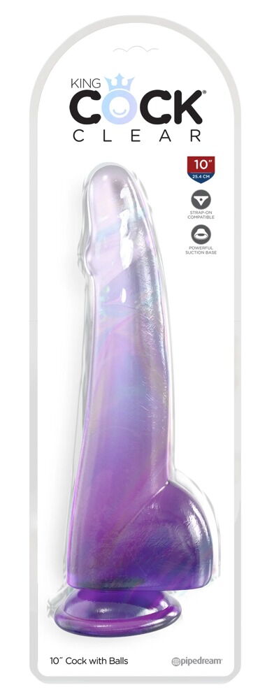 Naturdildo "10"-Cock with Balls" med sugekop, ekstra lang