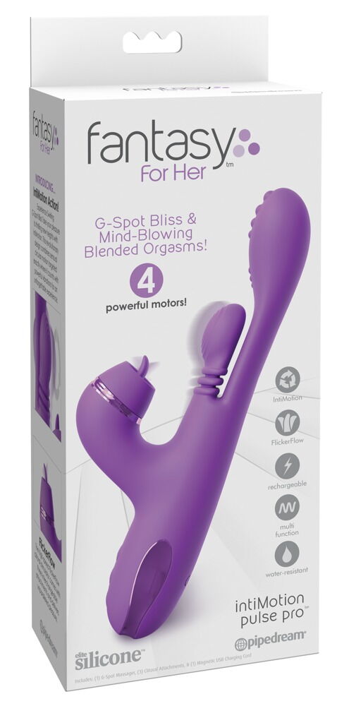 Rabbitvibrator "IntiMotion Pulse Pro" inklusive 3 klitoris-påsætninger