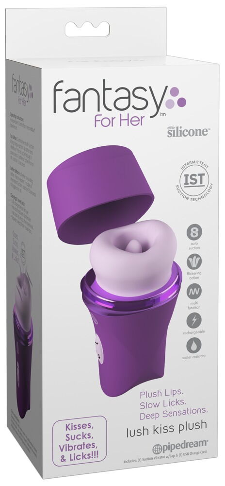 Tungevibrator "Lush Kiss Plush“ med sugende silikonelæber