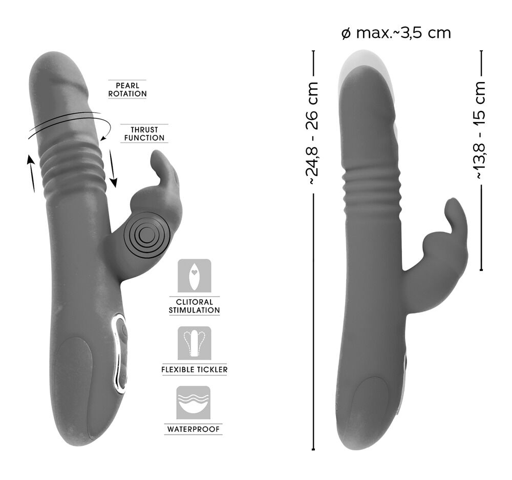 Rabbitvibrator Thrusting Pearl Rabbit Vibrator med stødende funktion og rotation