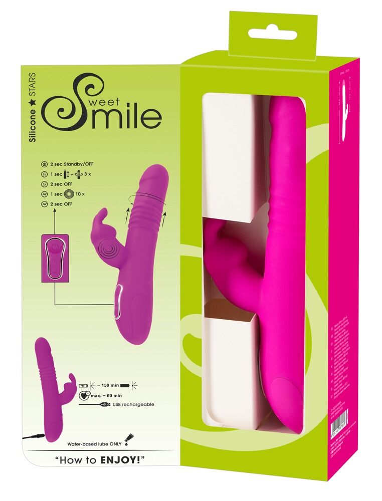 Rabbitvibrator Thrusting Pearl Rabbit Vibrator med stødende funktion og rotation