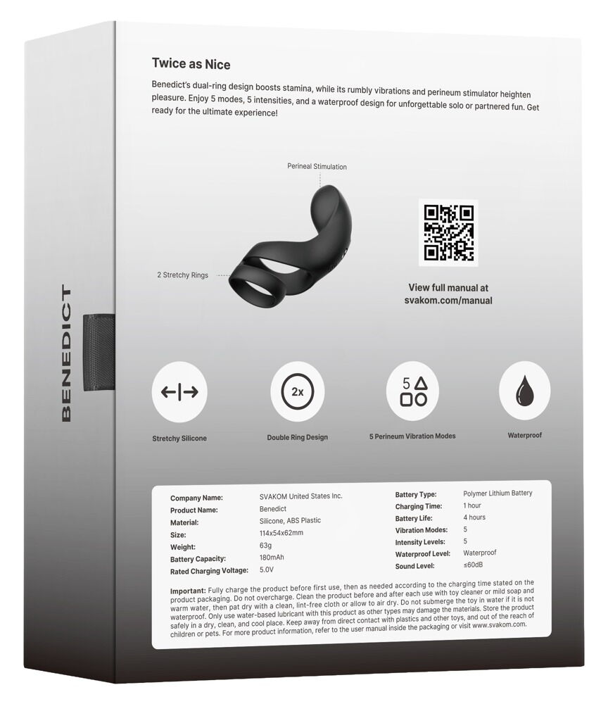 Penis-/testikelring Benedict med perineumvibrator