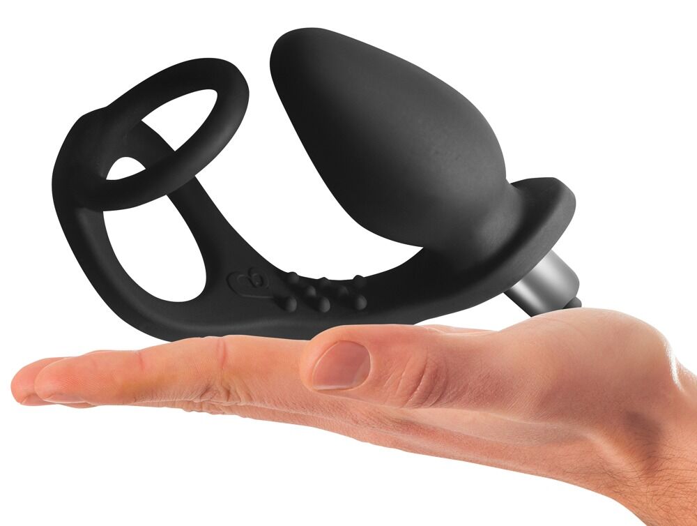 Analvibrator med penis-/testikelring "RO-ZEN-Black"