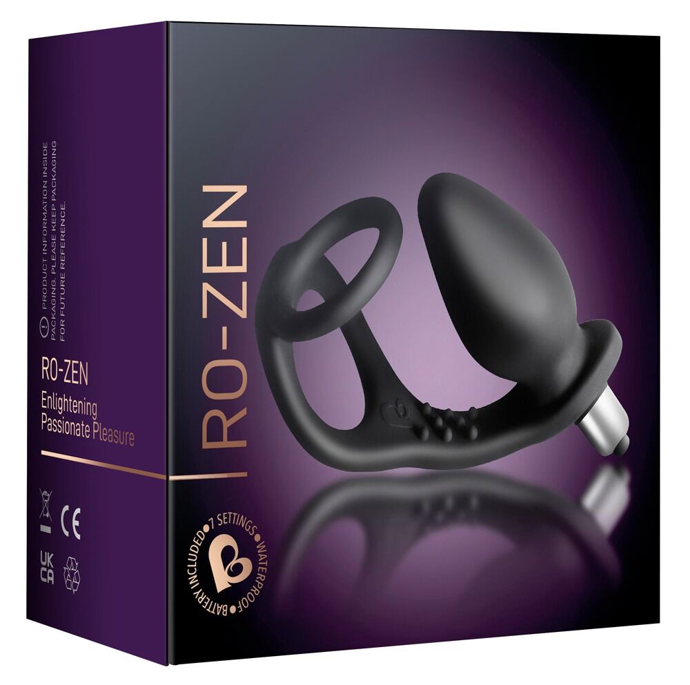 Analvibrator med penis-/testikelring "RO-ZEN-Black"