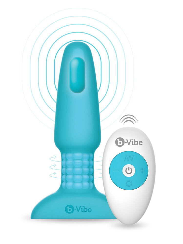 Anal plug "rimming" med vibration og rotation, radiofjernbetjening inkluderet