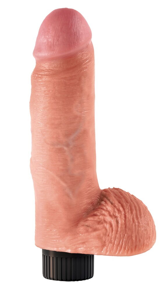 Naturvibrator „Vibrating Cock with Balls“ med sugekop, som kan skrues af