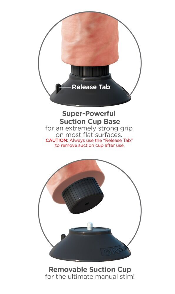 Naturvibrator „Vibrating Cock with Balls“ med sugekop, som kan skrues af