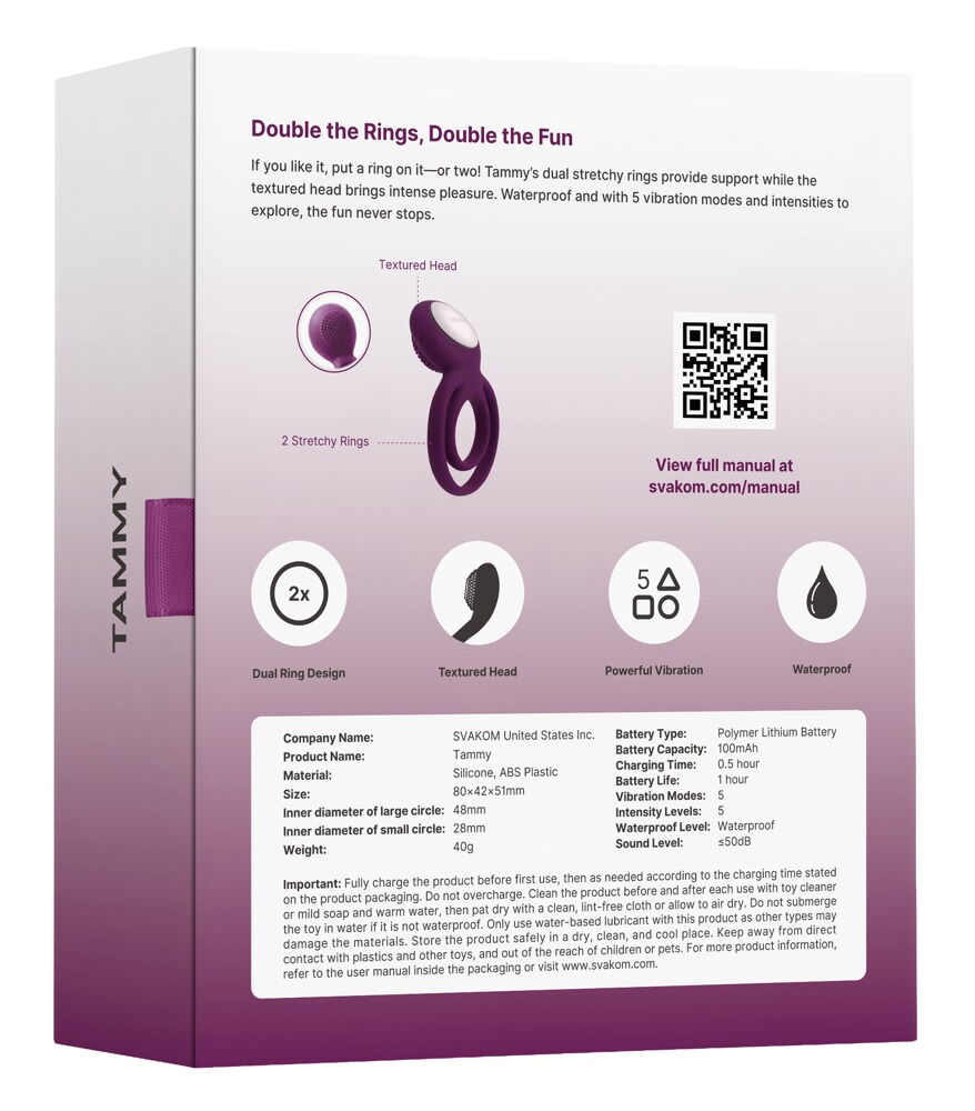 Vibro-penisring Tammy 5 vibrationsmodi