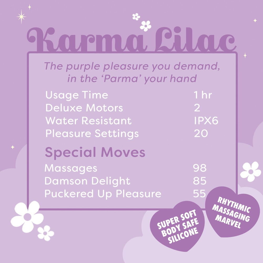 Lay-on-vibrator "Karma Lilac" i et sødt enhjørningedesign
