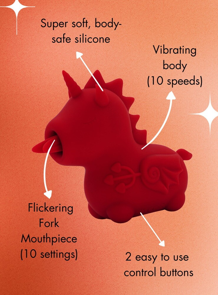 Lay-on-vibrator "Blaze Diablo" i et sødt enhjørningsdesign