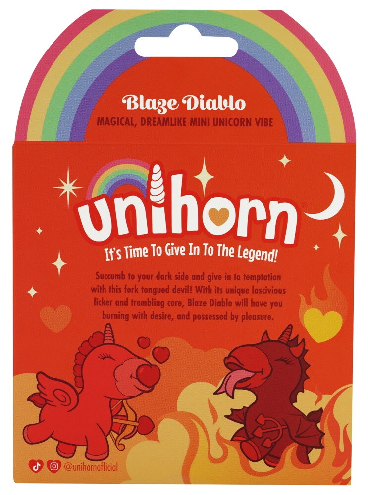 Lay-on-vibrator "Blaze Diablo" i et sødt enhjørningsdesign
